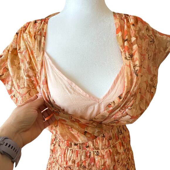 Acler Bicknell Floral Maxi Dress Peach Cotton Size US 2 AU 6 Romantic - Picture 13 of 16